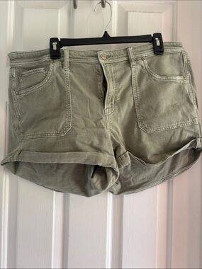 American Eagle Outfitters Olive Green Rolled-Hem Jean Shorts